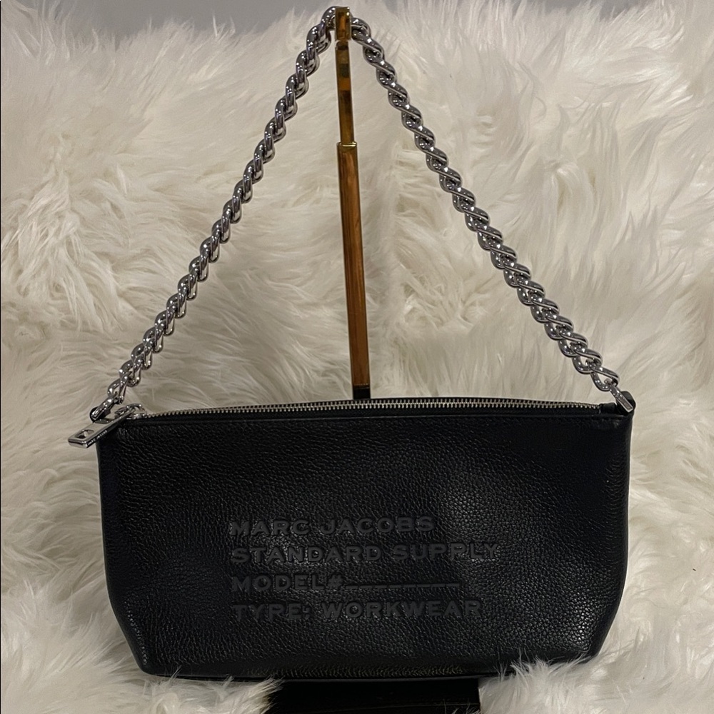 Marc Jacobs Black Crossbody Bag with Silver Chain